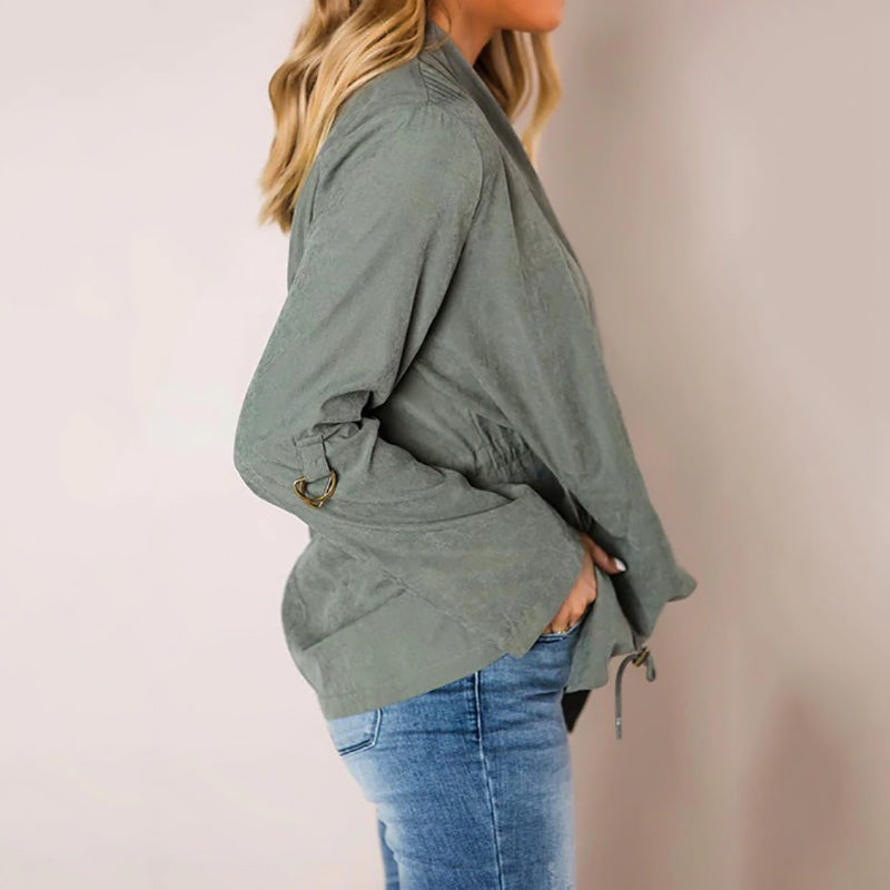 Leisure Pure Color Long Sleeved Loose Jacket