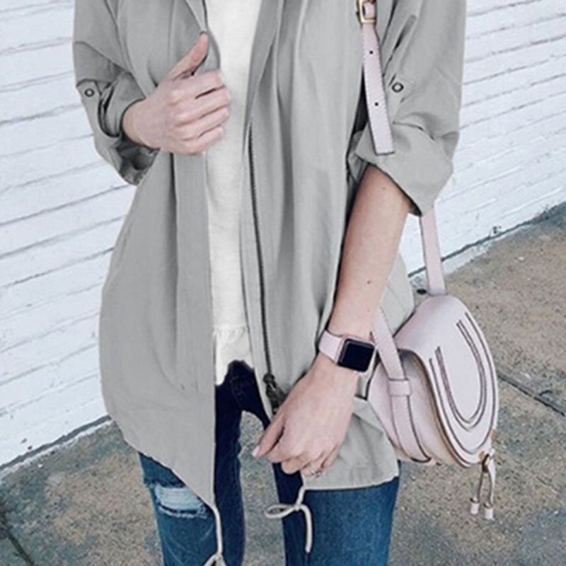 casual brief solid colour loose long sleeves Jacket