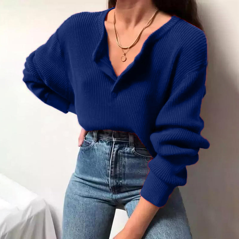 Fashion solid color bat sleeve knit top