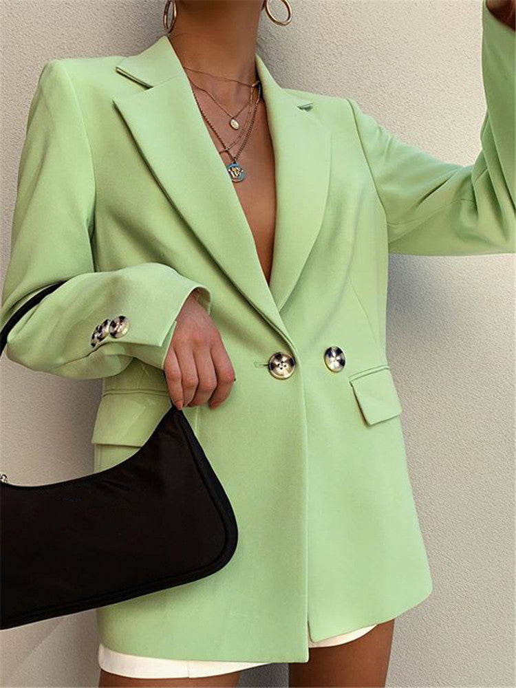 Fashion Casual Lapel Solid Color Suit Blazer