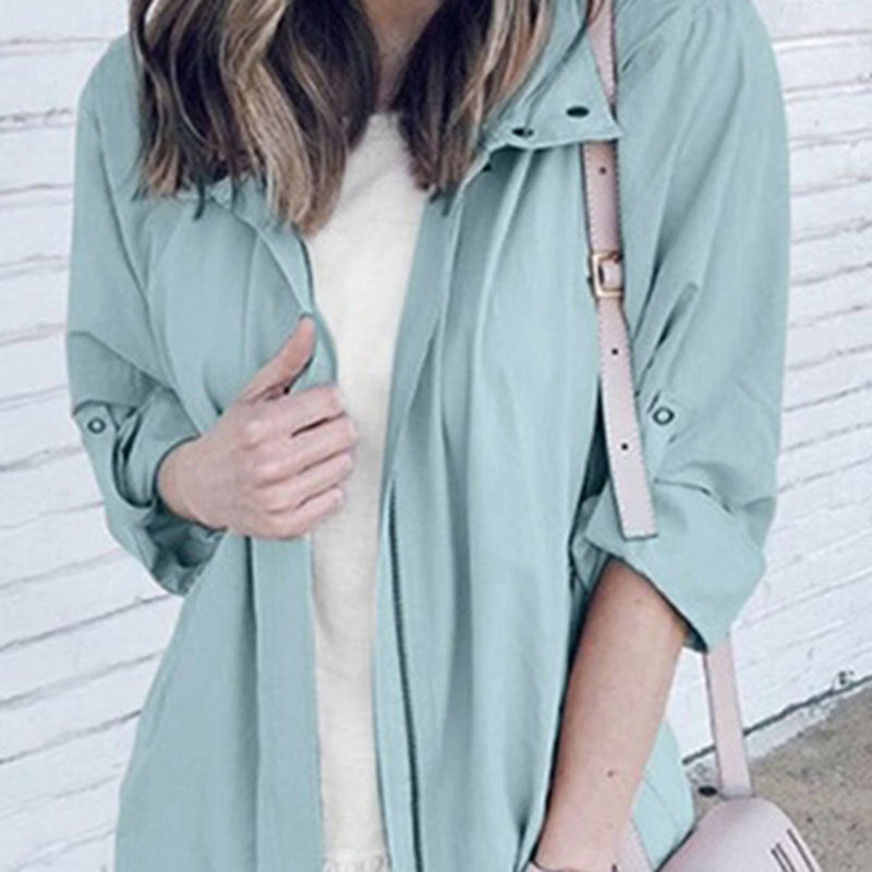 casual brief solid colour loose long sleeves Jacket