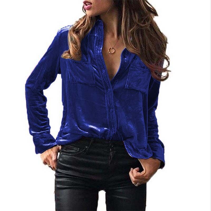 Casual Velvet Single-breasted Lapel Shirt