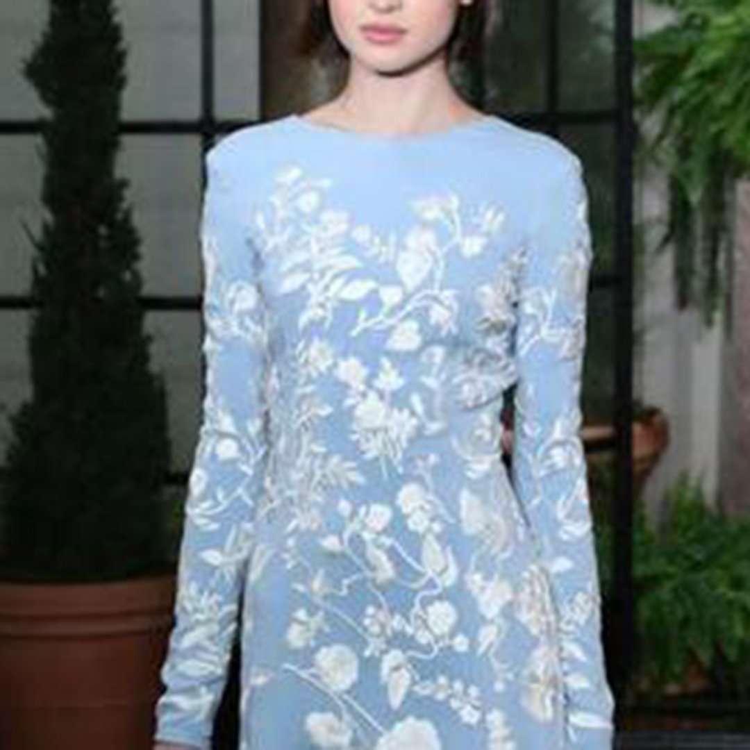 Flash Sale Fashion Round Neck long sleeves Floral Pattern Printed Irregular Maxi Dress