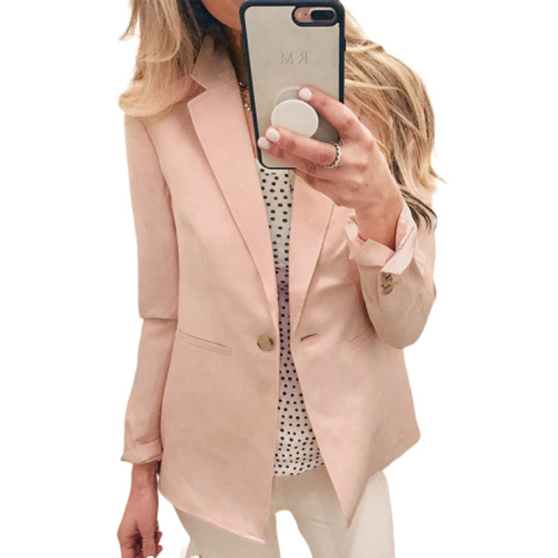 Fashion solid color button ladies small suit