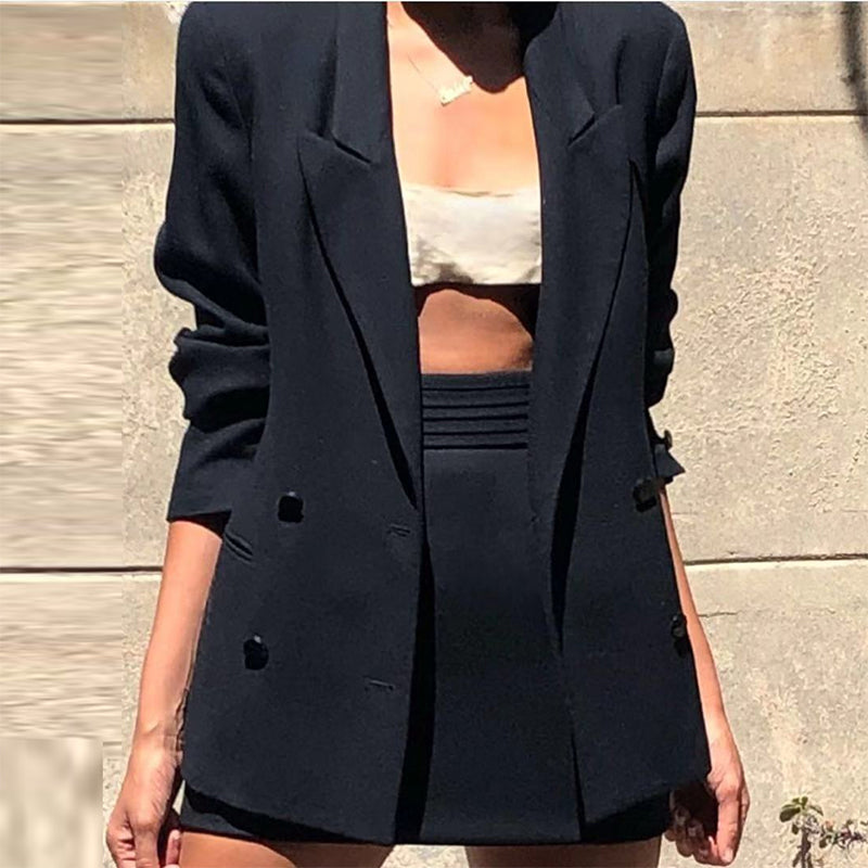 Pure Color Long Sleeve Suit（Tops+Shorts）