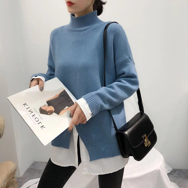 Women's Casual Pure Color Round Neck Long Sleeve Sweater