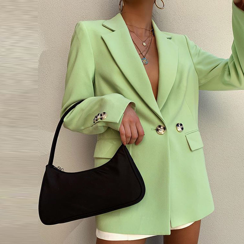 Fashion Casual Lapel Solid Color Suit Blazer