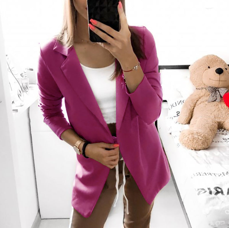 Work Long Sleeve A Lapel Pure Color Blazer