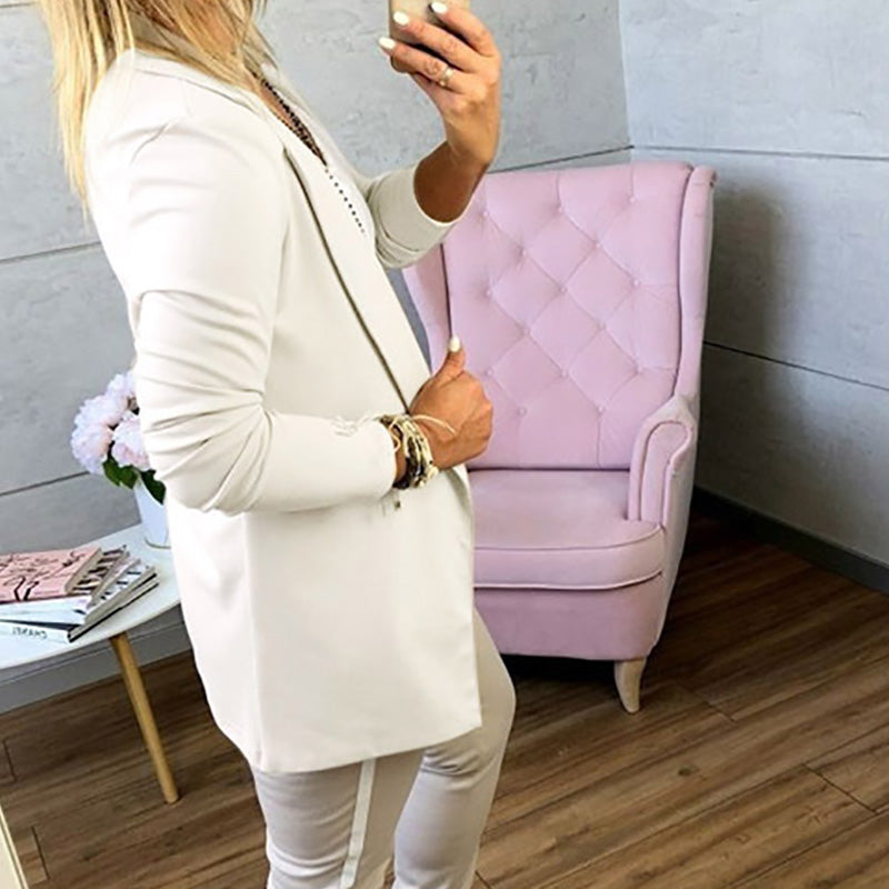 Solid Color Long-Sleeved Suit Collar Ladies Small Blazer