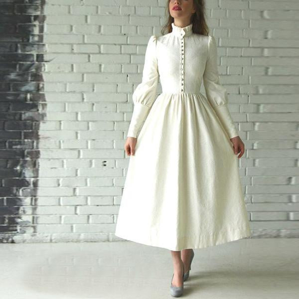 Flash Sale Long Sleeves Retro Maxi Dress