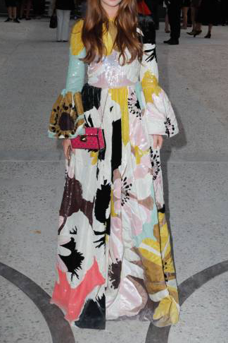 Ethnic Style Long Flare Sleeves Floral Printed Maxi Dress