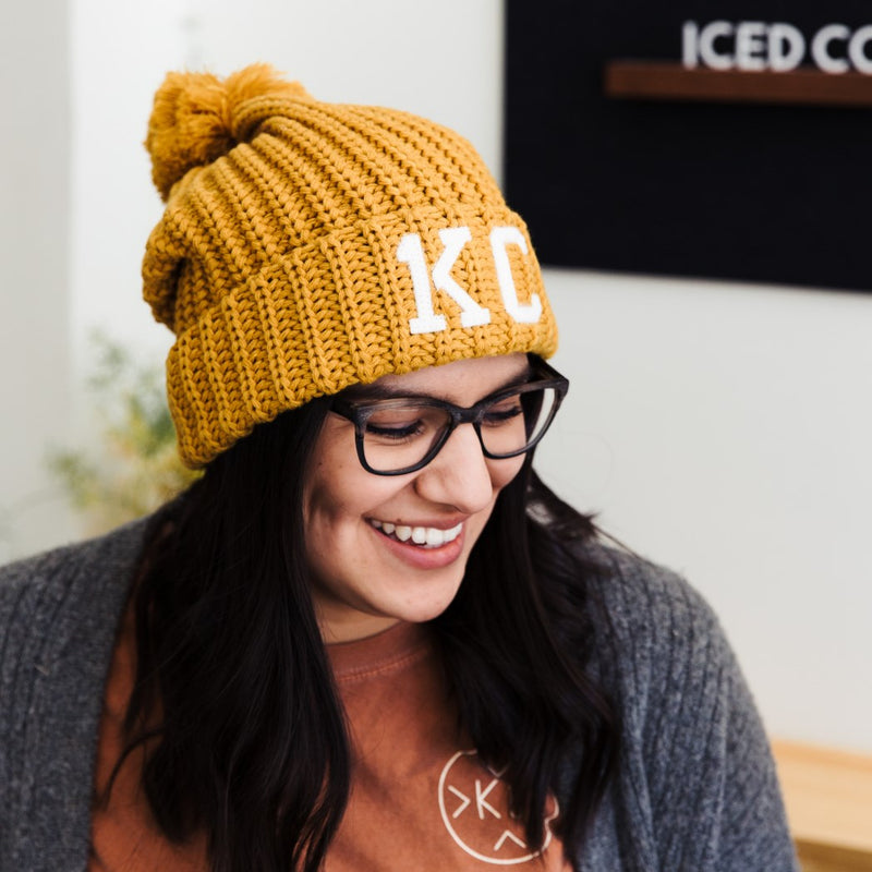 yellow kc beanie