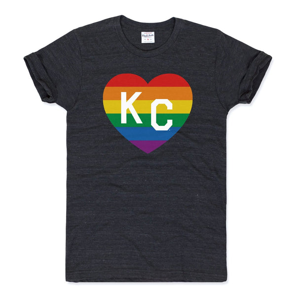 Charlie Hustle Pride Heart Tee - Charcoal – Made in KC