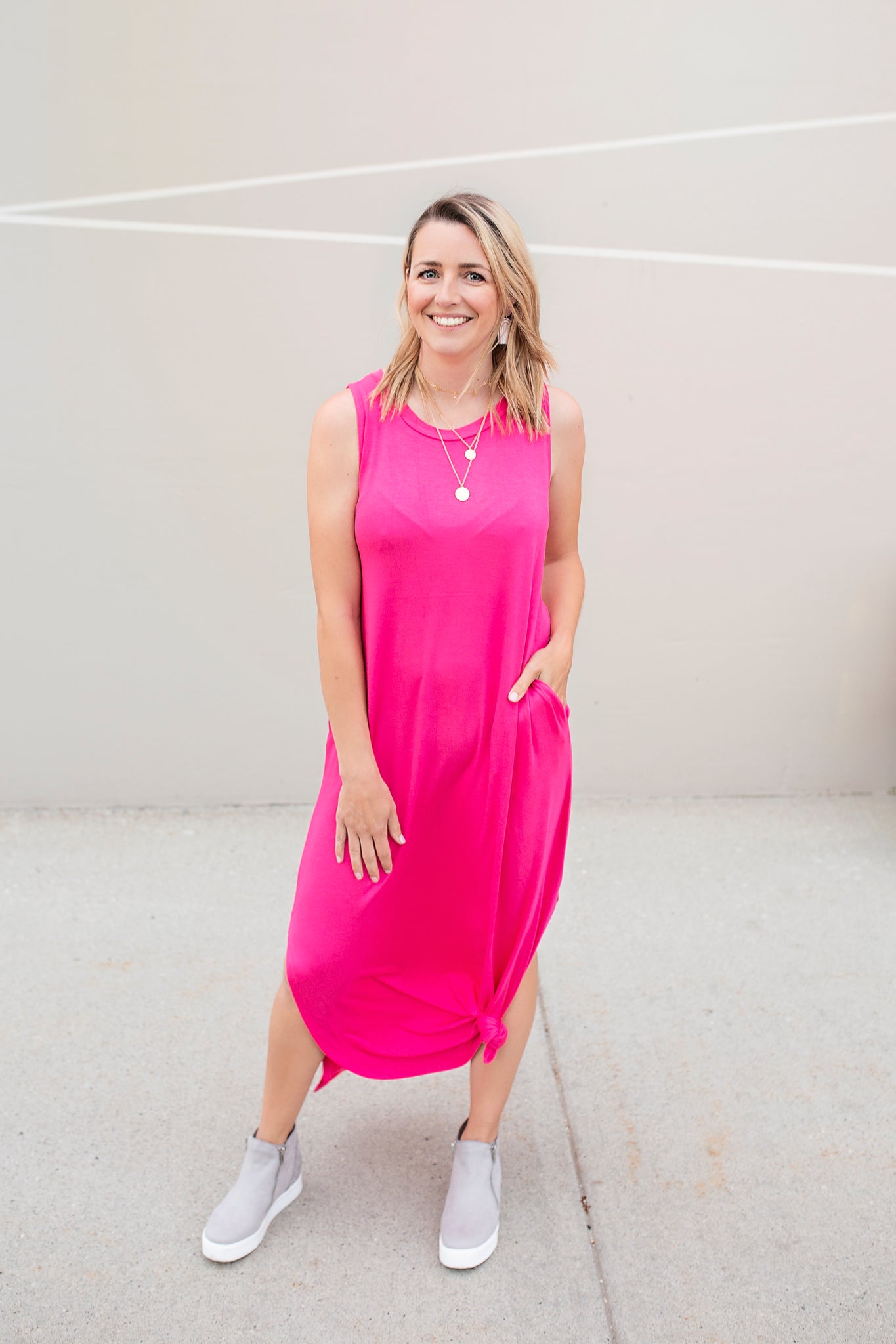 hot pink tank dress