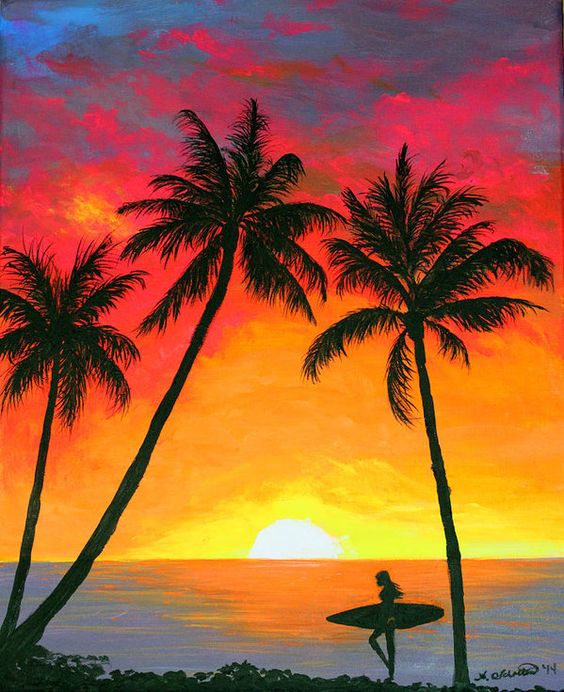 Easy Seascape Painting Ideas for Beginners, Seashore Painting, Beach Paintings, Easy Sunrise Seascape Paintings, Easy Landscape Painting Ideas, Easy Acrylic Seascape Paintings, Simple Beautiful Seascape Canvas Paintings for Beginners