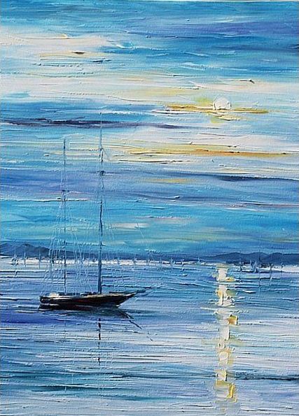 Easy Sunrise Seascape Paintings, Boat Sunrise Painting, Easy Seascape Painting Ideas for Beginners, Easy Landscape Painting Ideas, Easy Acrylic Seascape Paintings, Simple Beautiful Seascape Canvas Paintings for Beginners