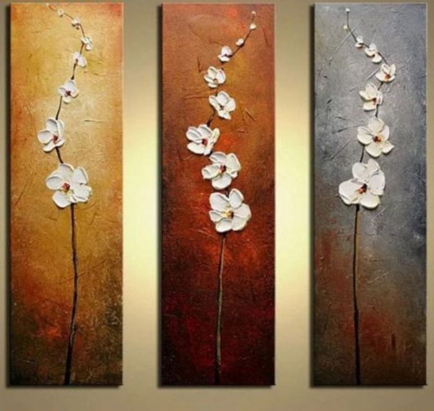 Easy Texture Painting, Easy Flower Painting Ideas for Beginners, Simple Painting Flower, 3 Piece Painting