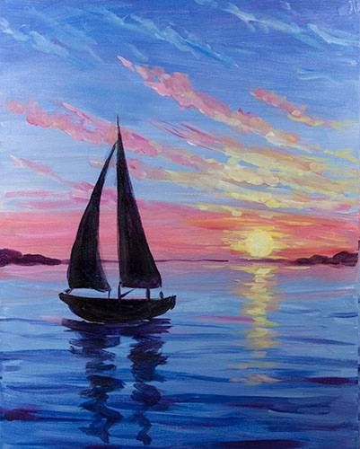 Easy landscape painting ideas for beginners, boat paintings, sunrise painting, easy DIY painting ideas for kids, simple oil painting ideas, easy acrylic paintings, easy canvas painting ideas