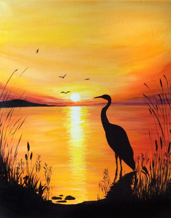 Easy Sunrise Paintings, Easy Sunset Painting Ideas for Beginners, Easy Landscape Painting Ideas, Simple Acrylic Painting Ideas for Kids, Easy Canvas Painting Ideas