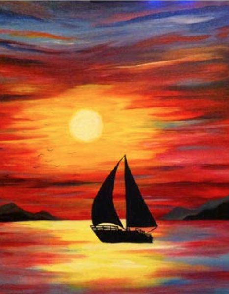 Easy Landscape Painting Ideas, Easy Sunrise and Sunset Painting Ideas for Beginners, Easy Seascape Paintings, Easy Boat Paintings, Simple Acrylic Painting Ideas for Kids, Easy Canvas Painting Ideas