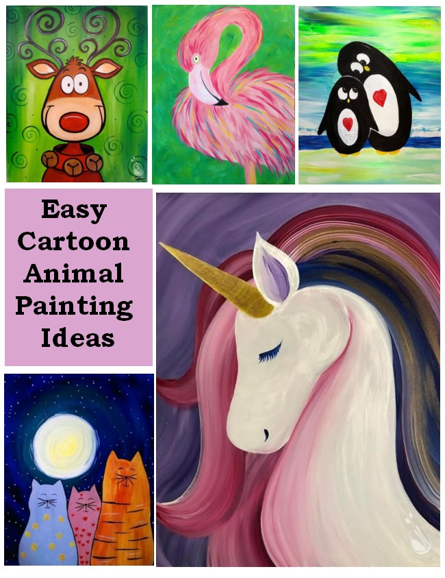 Cute Animal Painting Ideas, Easy Cartoon Painting Ideas for Kids, Simple DIY Acrylic Painting Ideas for Kids, Easy Abstract Canvas Paintings, Easy Painting Ideas for Beginners 