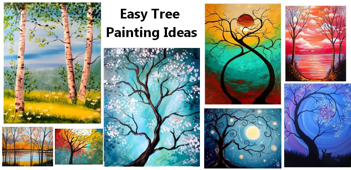 Beautiful Simple Tree Painting Ideas for Beginners, Easy Tree Painting Ideas, Tree Landscape Painting, Easy Acrylic Painting on Canvas, Simple DIY Paintings