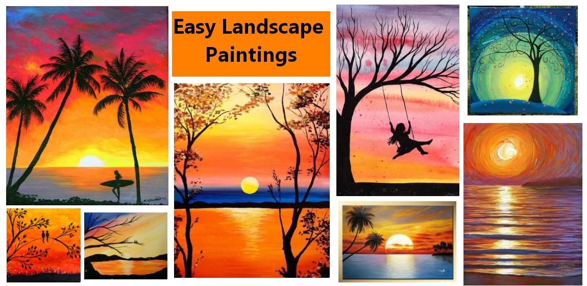 Easy Landscape Painting Ideas for Beginners, Easy Acrylic Painting Ideas, Easy Oil Paintings, Simple Canvas Painting Ideas for Kids