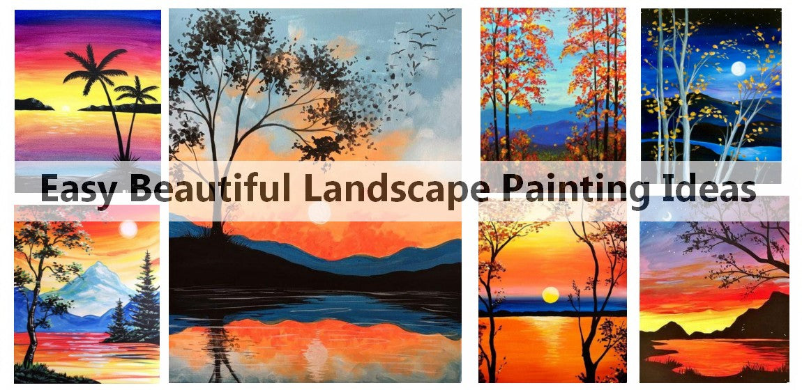 Easy Acrylic Painting Ideas, Easy Oil Paintings, Easy Landscape Painting Ideas for Beginners, Simple Canvas Painting Ideas for Kids