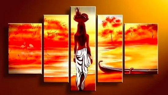 African Painting, Afrian Woman Painting, African Women Paintings, African Artwork, Sunrise Painting