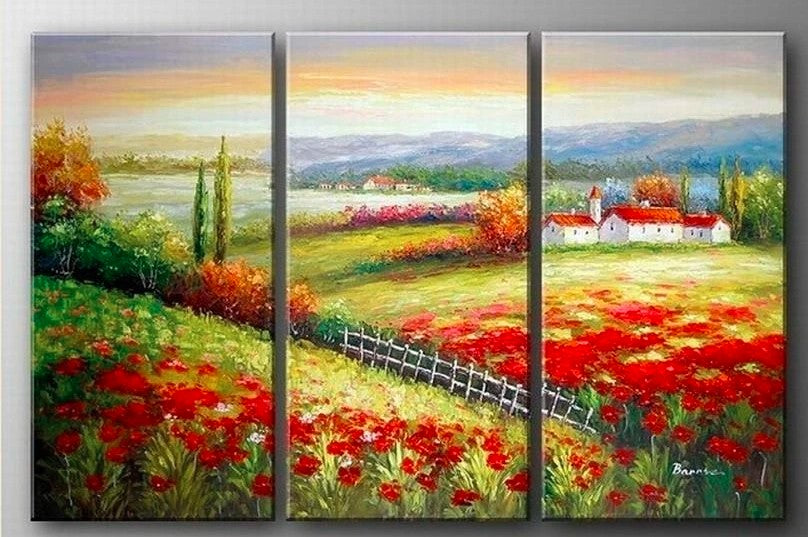 Poppy Flower Field Painting, Beautiful Landscape Paintings, Abstract Painting Landscape, Acrylic Painting Landscape, Oil Painting Landscape