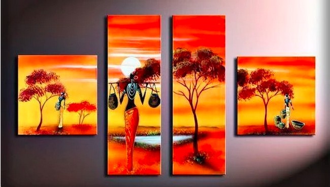 African Woman Painting, African Paintings, African Painting, Sunset Painting