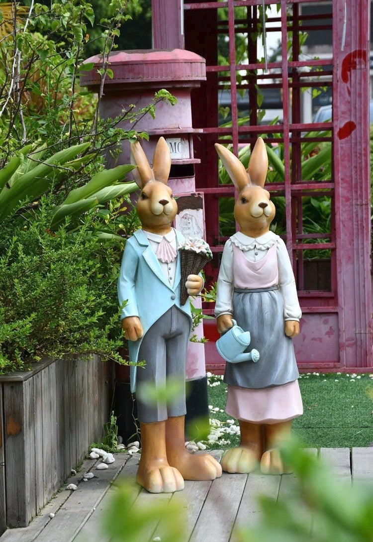 Extra Large Rabbit Couple Statue, Rabbit Statues, Animal Statue for Garden Ornament, Villa Courtyard Decor, Outdoor Decoration, Garden Ideas