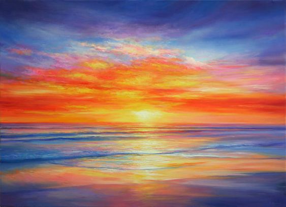 Easy Seascape Painting Ideas for Beginners, Sunrise Paintings, Easy Acrylic Seascape Paintings, Easy Landscape Painting Ideas, Easy Acrylic Seascape Paintings, Simple Beautiful Seascape Canvas Paintings for Beginners