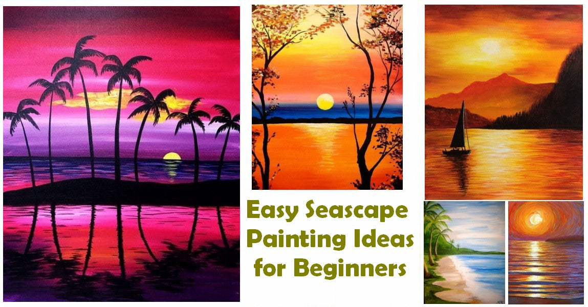 Easy Seascape Painting Ideas for Beginners, Easy Sunrise Seascape Paintings, Easy Landscape Painting Ideas, Easy Acrylic Seascape Paintings, Simple Beautiful Seascape Canvas Paintings for Beginners