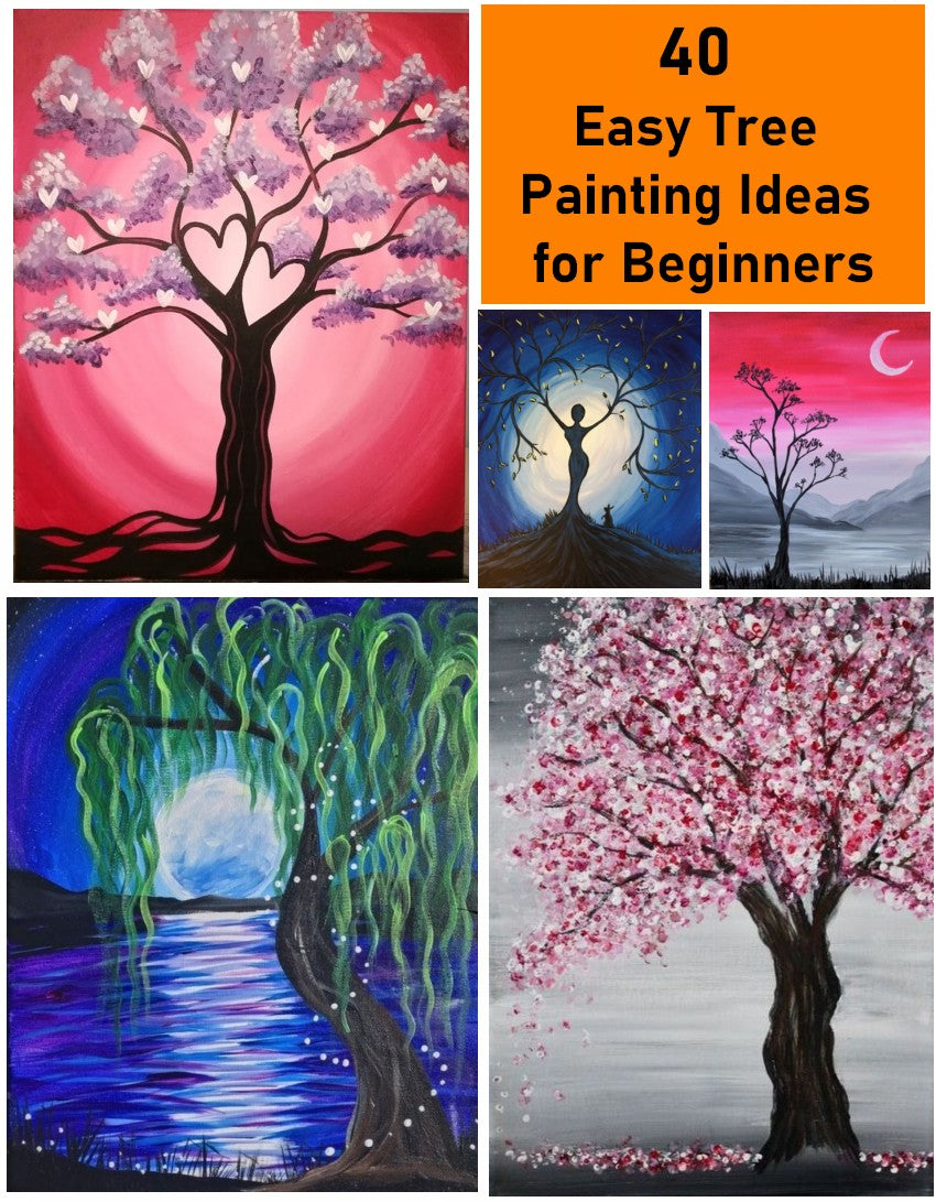 Beautiful Simple Tree Painting Ideas for Beginners, Easy Tree Painting –