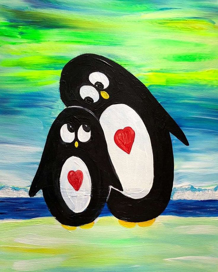 Easy Cartoon Painting Ideas for Kids, Penguin Painting, Cute Animal Painting Ideas, Simple DIY Acrylic Painting Ideas for Kids, Easy Abstract Canvas Paintings, Easy Painting Ideas for Beginners 