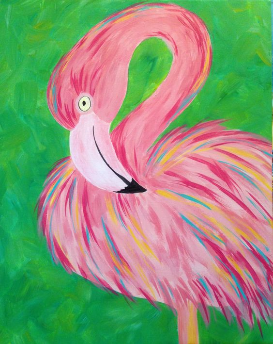 Simple DIY Acrylic Painting Ideas for Kids, Flamingo Painting, Easy Cartoon Painting Ideas for Kids, Easy Abstract Canvas Paintings, Easy Painting Ideas for Beginners, Cute Animal Painting Ideas
