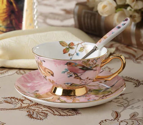 Silver Bone China Porcelain Tea Cup Set, Elegant Ceramic Coffee Cups, –  Paintingforhome