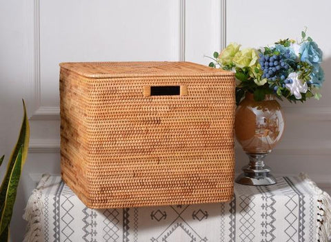 Rectangular Storage Baskets for Pantry, Small Rattan Kitchen Storage B –  Paintingforhome