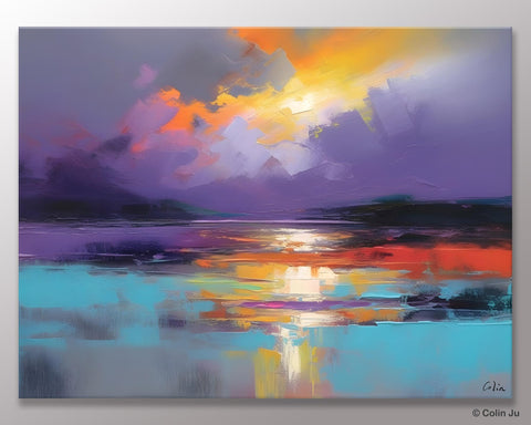 Sunset Painting, Acrylic Paintings for Living Room, Abstract