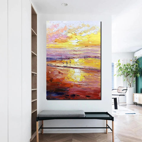 Large Wall Art Ideas for Bedroom, Landscape Canvas Painting, Heavy