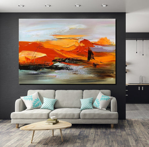 Acrylic Paintings on Canvas, Large Paintings Behind Sofa, Acrylic Pain –