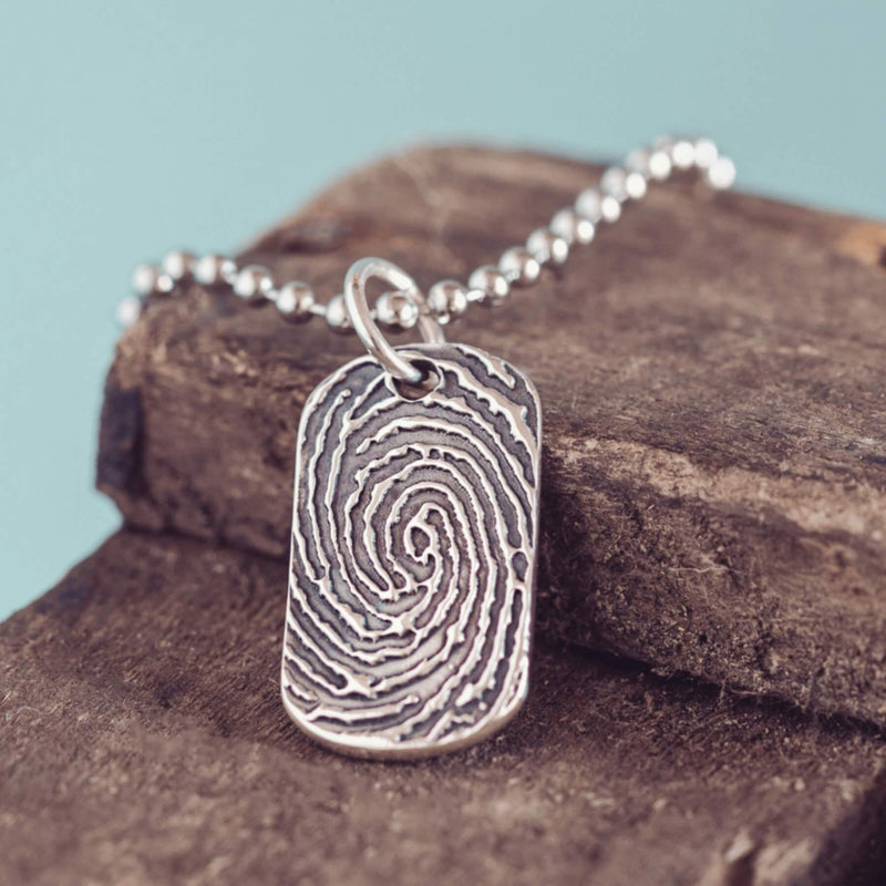 fingerprint dog tags silver