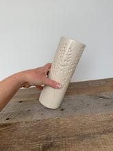 Load image into Gallery viewer, CYLINDER VASE IN SMALL IN IVORY WITH CARVED BRANCHES