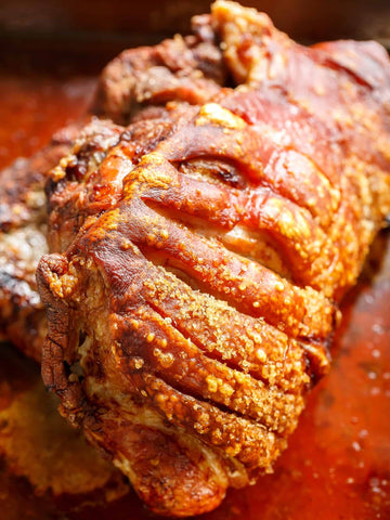 Roast leg of pork with crafkling