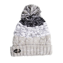 Load image into Gallery viewer, Waterproof Sherpa Lined Grey Pom Pom Beanie