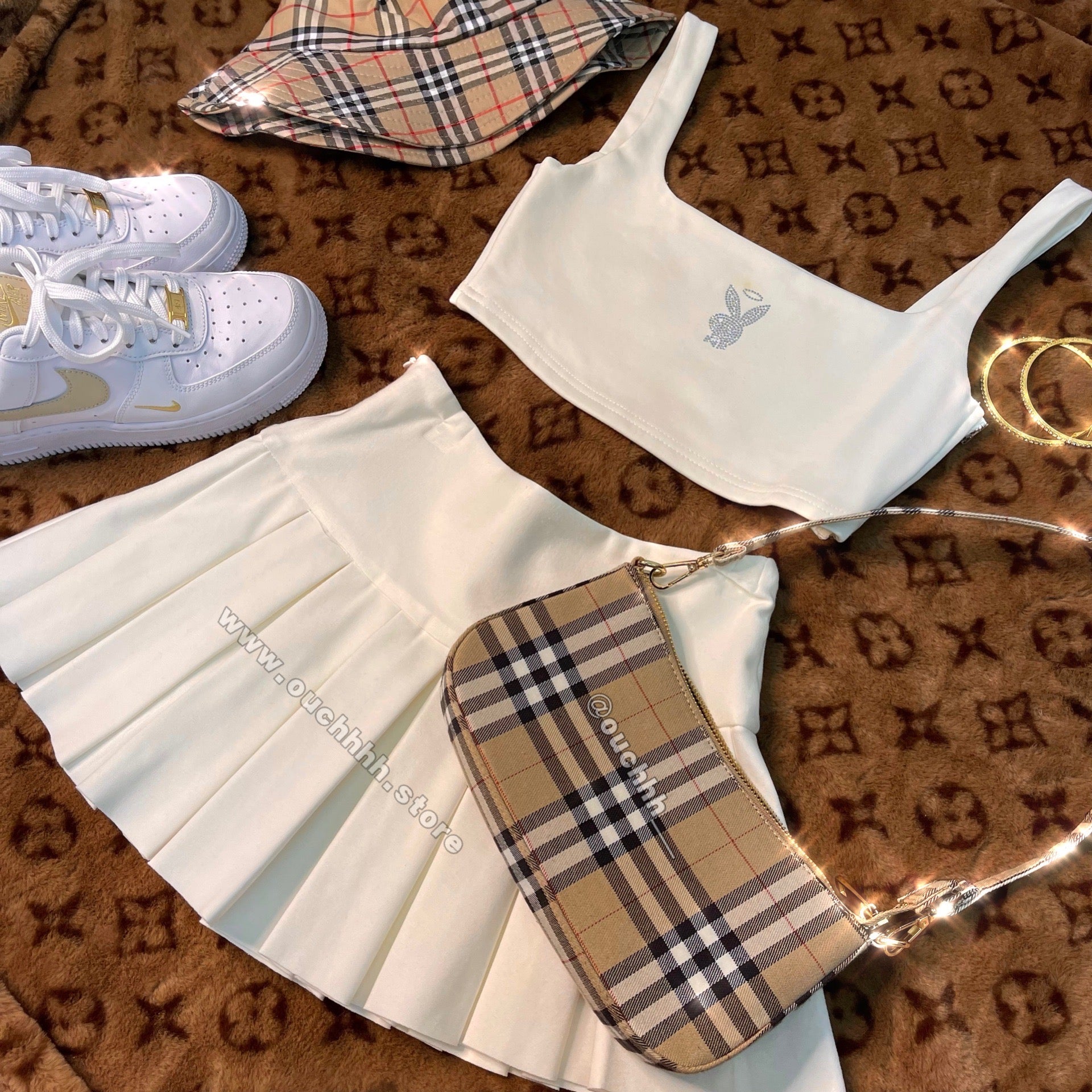 Sugar Baby Matching Set ( Beige Tartan )