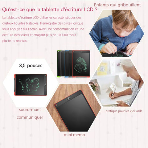 Tablette d'écriture LCD 8,5 pouces stylo électronique planche à