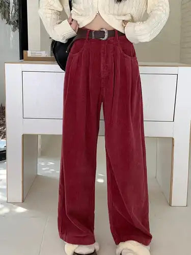 pantalon velour large femme