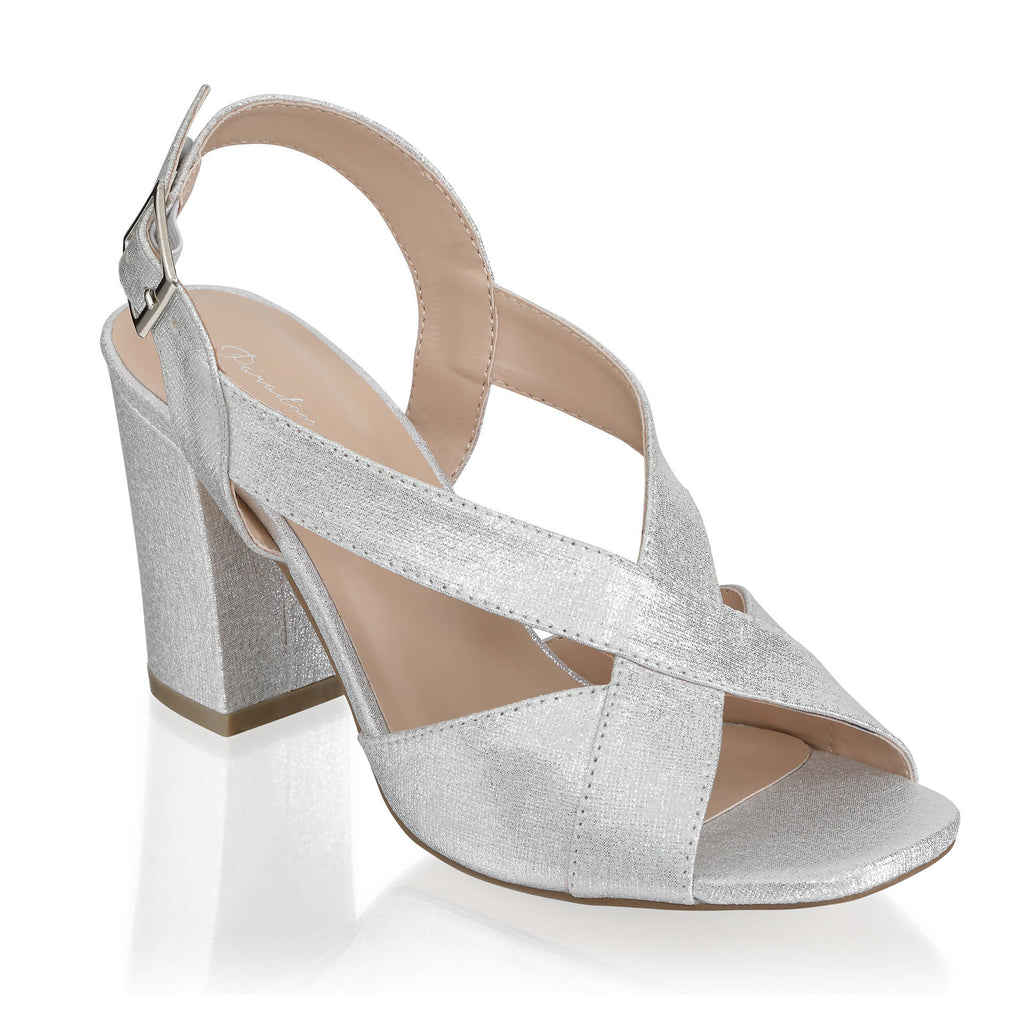 grey wide fit block heels